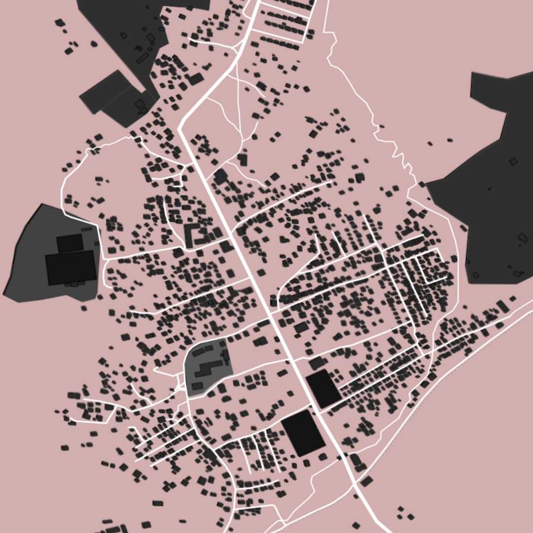 COLOURED ROAD MAP OF BROWNSWEG, SURINAME BY MAPBAKES