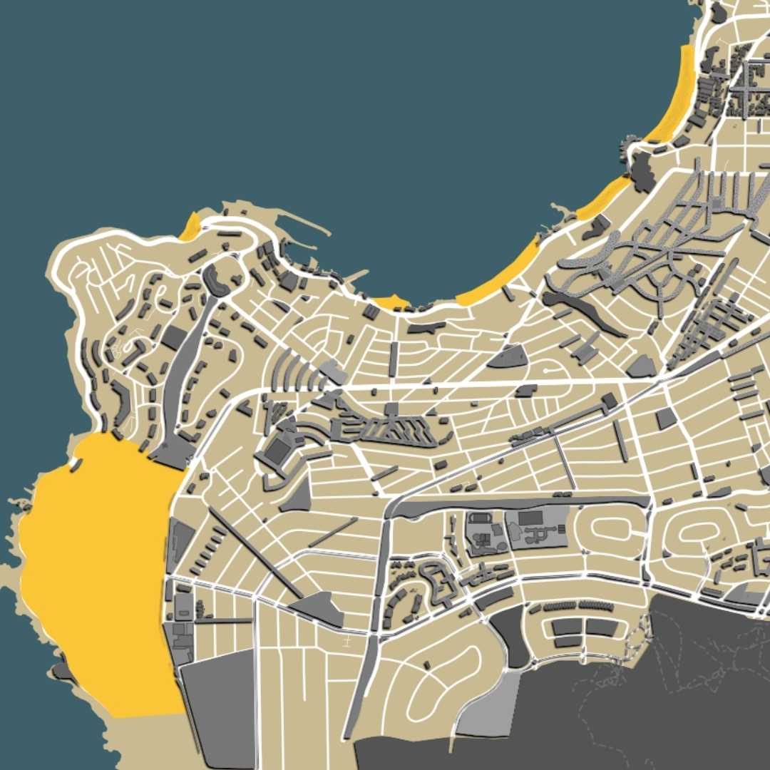 COLOURED ROAD MAP OF LA SERENA, CHILE BY MAPBAKES