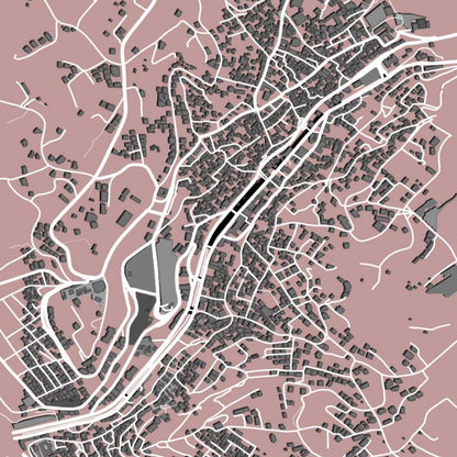 COLOURED ROAD MAP OF ZAHLE, LEBANON BY MAPBAKES