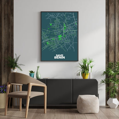 COLOURED ROAD MAP OF SAVE, BENIN BY MAPBAKES