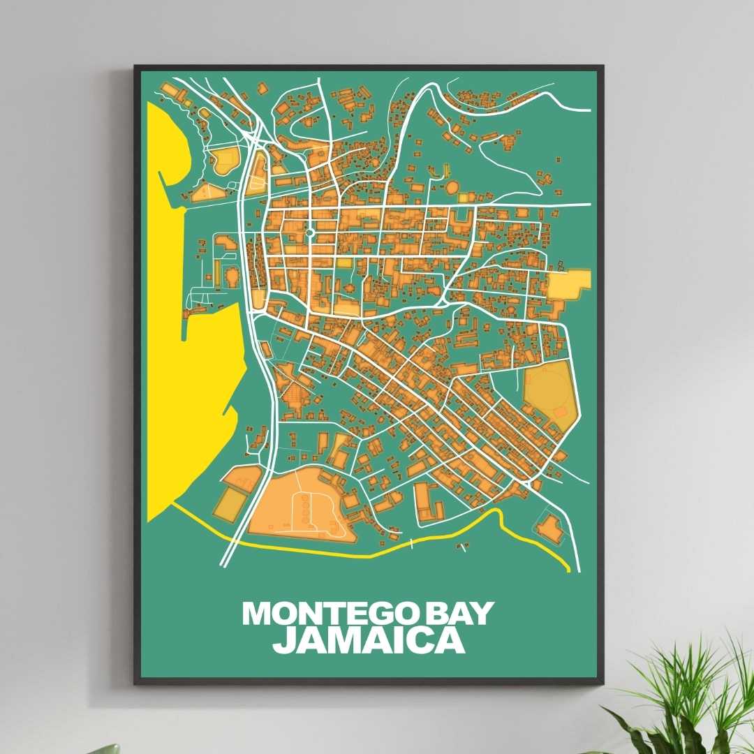 COLOURED ROAD MAP OF MONTEGO BAY, JAMAICA BY MAPBAKES