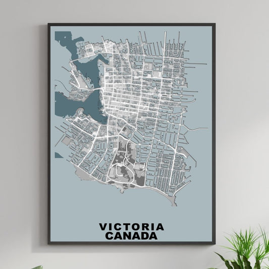 COLOURED ROAD MAP OF VICTORIA, CANADA BY MAPBAKES