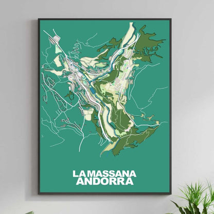 COLOURED ROAD MAP OF LA MASSANA, ANDORRA BY MAPBAKES