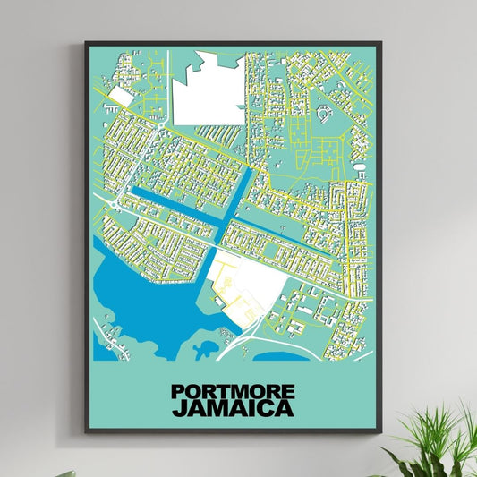 COLOURED ROAD MAP OF PORTMORE, JAMAICA BY MAPBAKES