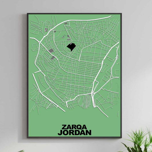 COLOURED ROAD MAP OF ZARQA, JORDAN BY MAPBAKES