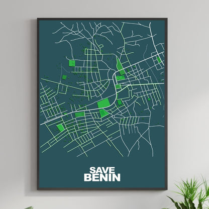 COLOURED ROAD MAP OF SAVE, BENIN BY MAPBAKES