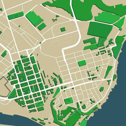 COLOURED ROAD MAP OF EAST LONDON, SOUTH AFRICA BY MAPBAKES