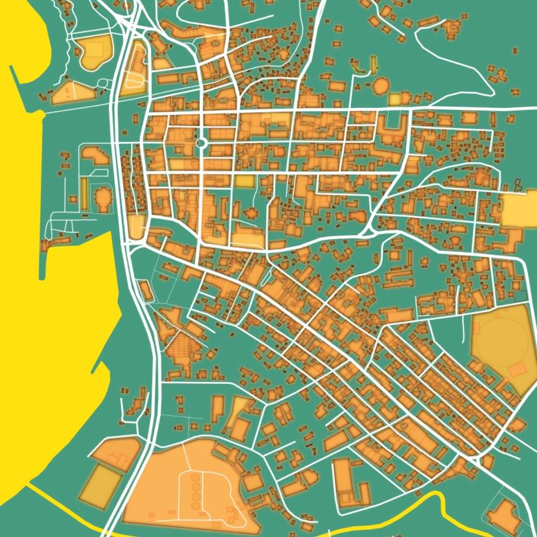 COLOURED ROAD MAP OF MONTEGO BAY, JAMAICA BY MAPBAKES