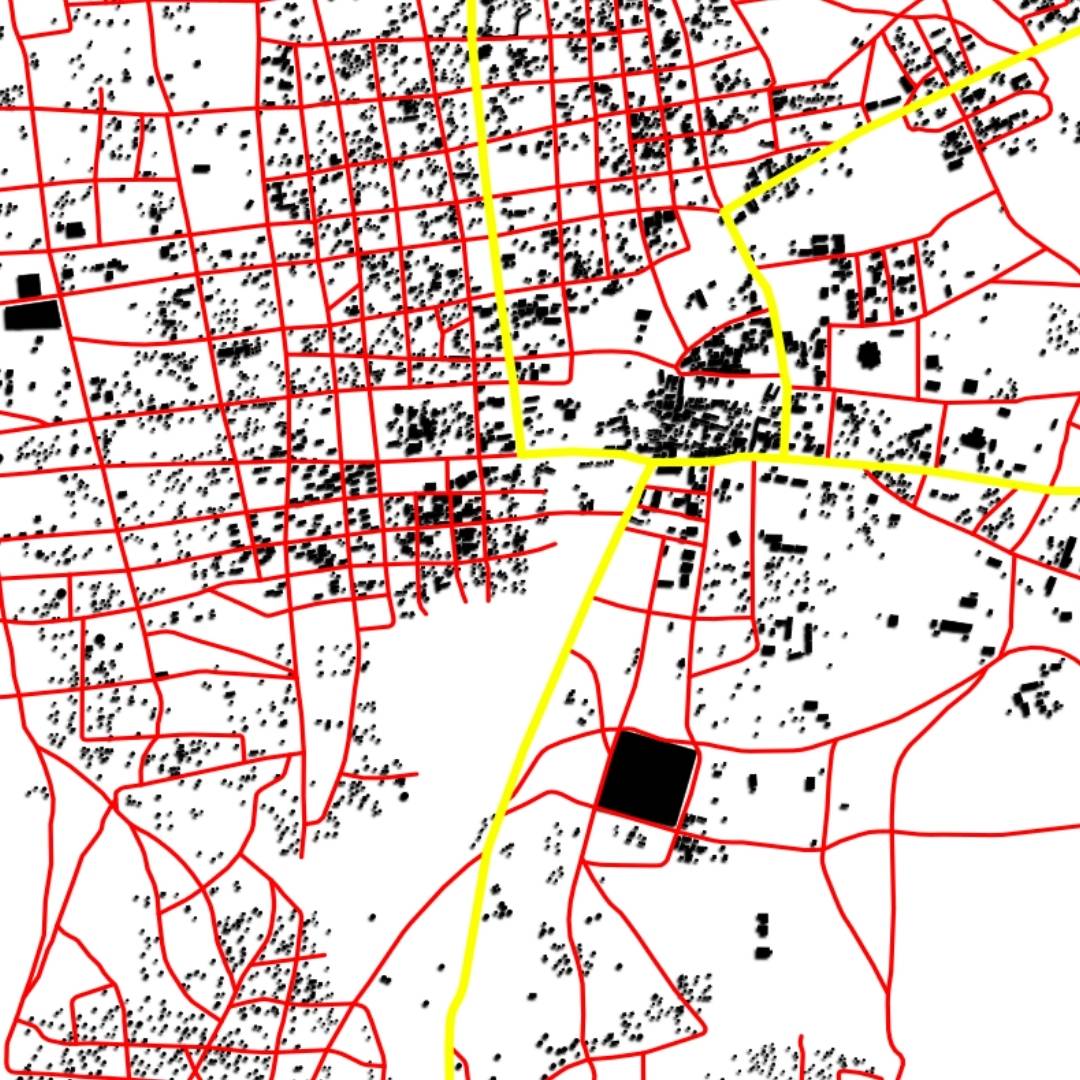 COLOURED ROAD MAP OF GOZ BEIDA, CHAD BY MAPBAKES