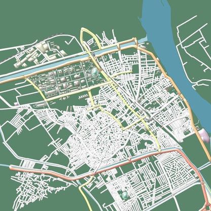 COLOURED ROAD MAP OF ASYUT, EGYPT BY MAPBAKES