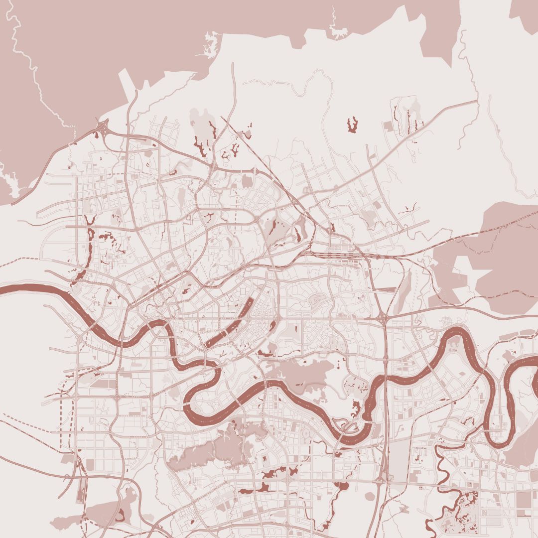COLOURED ROAD MAP OF NANNING, CHINA BY MAPBAKES