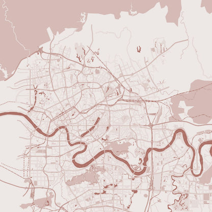 COLOURED ROAD MAP OF NANNING, CHINA BY MAPBAKES