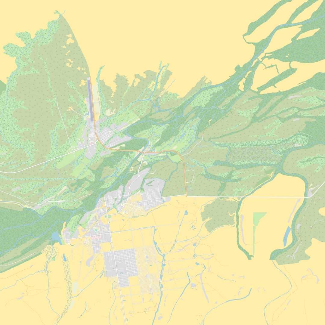 COLOURED ROAD MAP OF BENTIU, SUDAN BY MAPBAKES