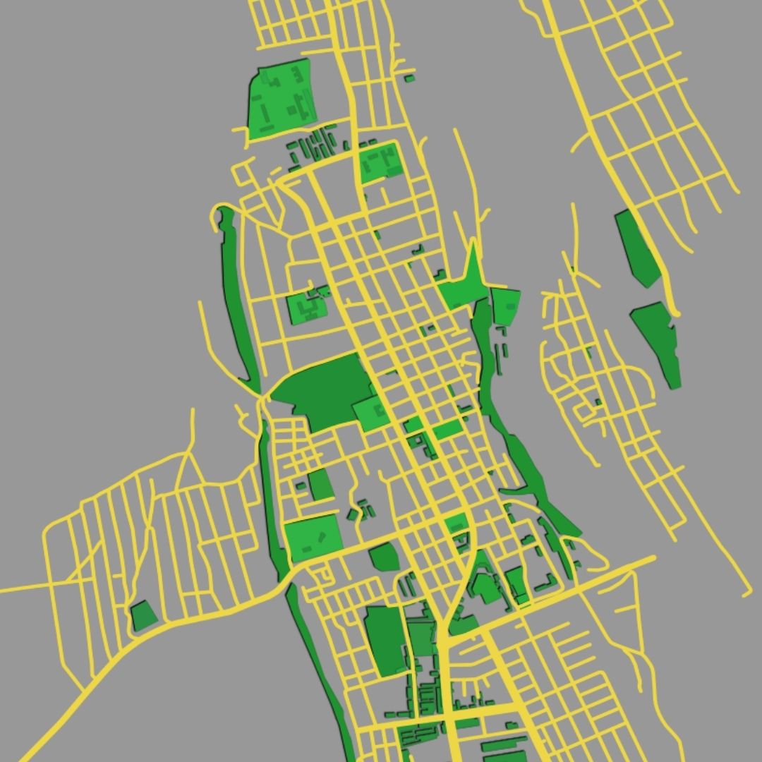 COLOURED ROAD MAP OF QUBA, AZERBAIJAN BY MAPBAKES