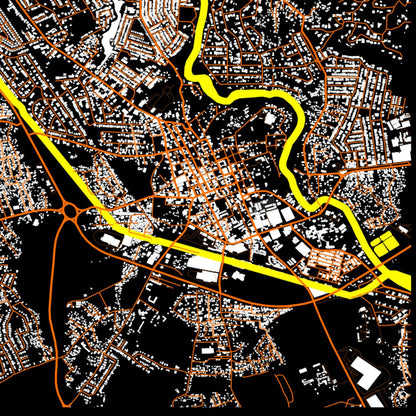 COLOURED ROAD MAP OF SPANISH TOWN, JAMAICA BY MAPBAKES