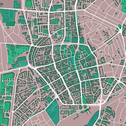 COLOURED ROAD MAP OF DEBRECEN, HUNGARY BY MAPBAKES