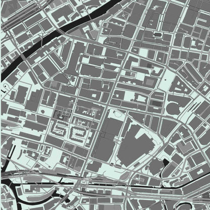 COLOURED ROAD MAP OF MANCHESTER, ENGLAND BY MAPBAKES