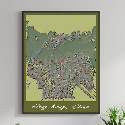COLOURED ROAD MAP OF HONG KONG, CHINA BY MAPBAKES