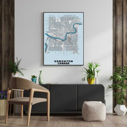 COLOURED ROAD MAP OF EDMONTON, CANADA BY MAPBAKES