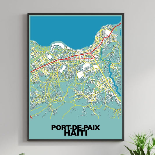 COLOURED ROAD MAP OF PORT-DE-PAIX, HAITI BY MAPBAKES