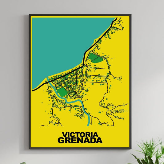 COLOURED ROAD MAP OF VICTORIA, GRENADA BY MAPBAKES