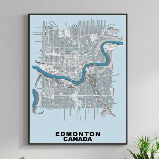 COLOURED ROAD MAP OF EDMONTON, CANADA BY MAPBAKES
