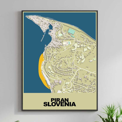 COLOURED ROAD MAP OF PIRAN, SLOVENIA BY MAPBAKES