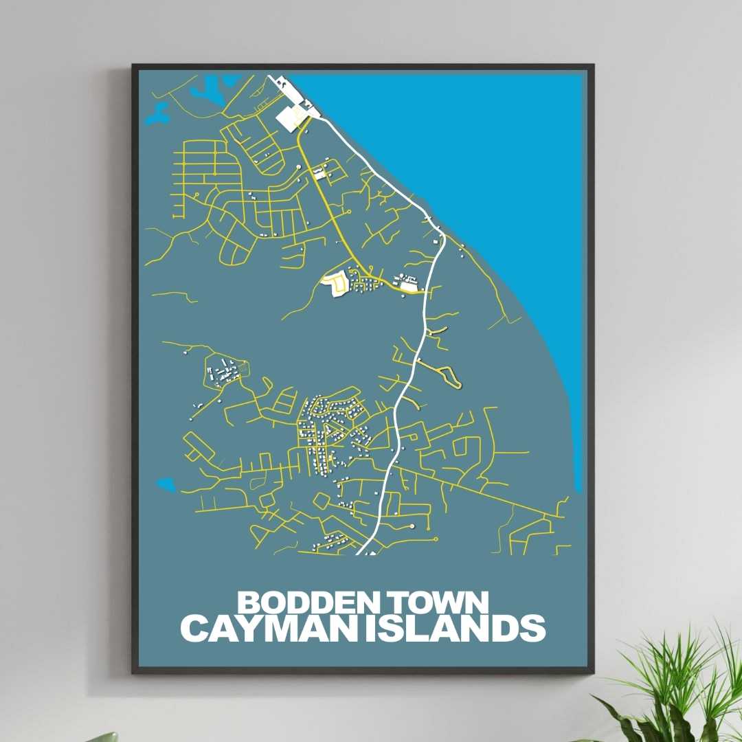 COLOURED ROAD MAP OF BODDEN TOWN, CAYMAN ISLANDS BY MAPBAKES