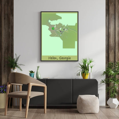 COLOURED ROAD MAP OF HELEN, GEORGIA BY MAPBAKES