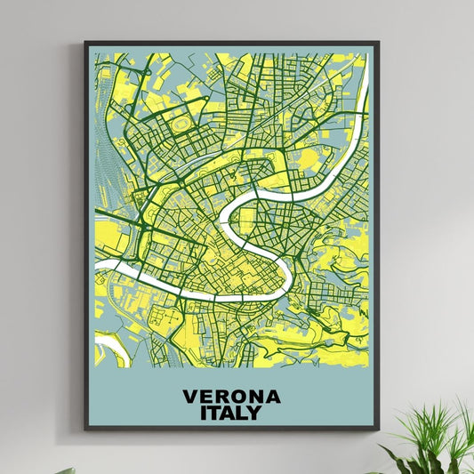 COLOURED ROAD MAP OF VERONA, ITALY BY MAPBAKES