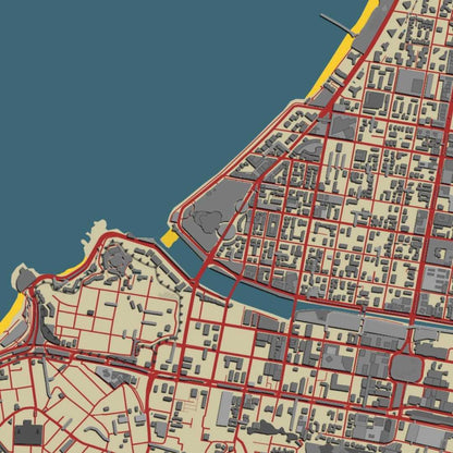 COLOURED ROAD MAP OF VINA DEL MAR, CHILE BY MAPBAKES