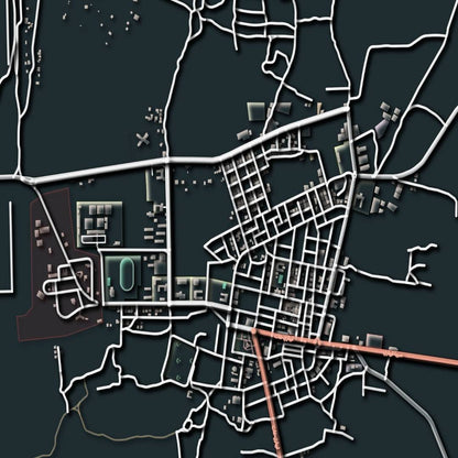 COLOURED ROAD MAP OF AWBARI, LIBYA BY MAPBAKES