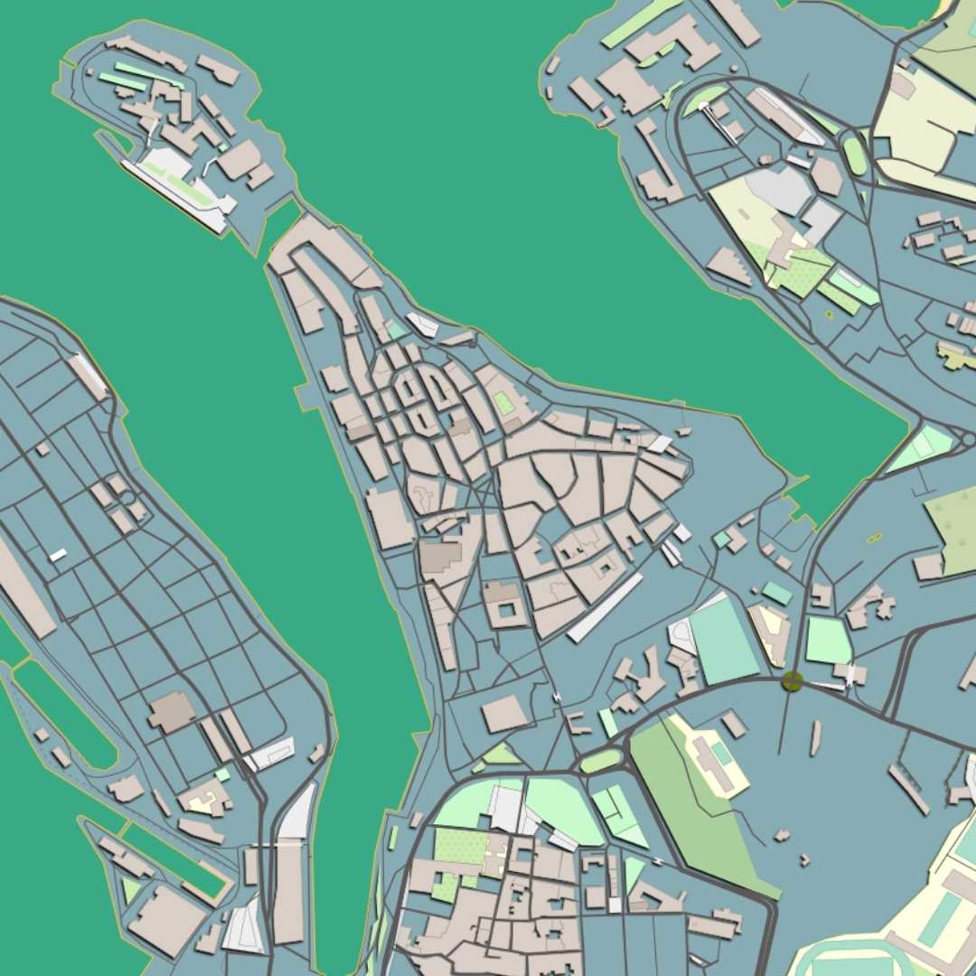 COLOURED ROAD MAP OF BIRGU, MALTA BY MAPBAKES