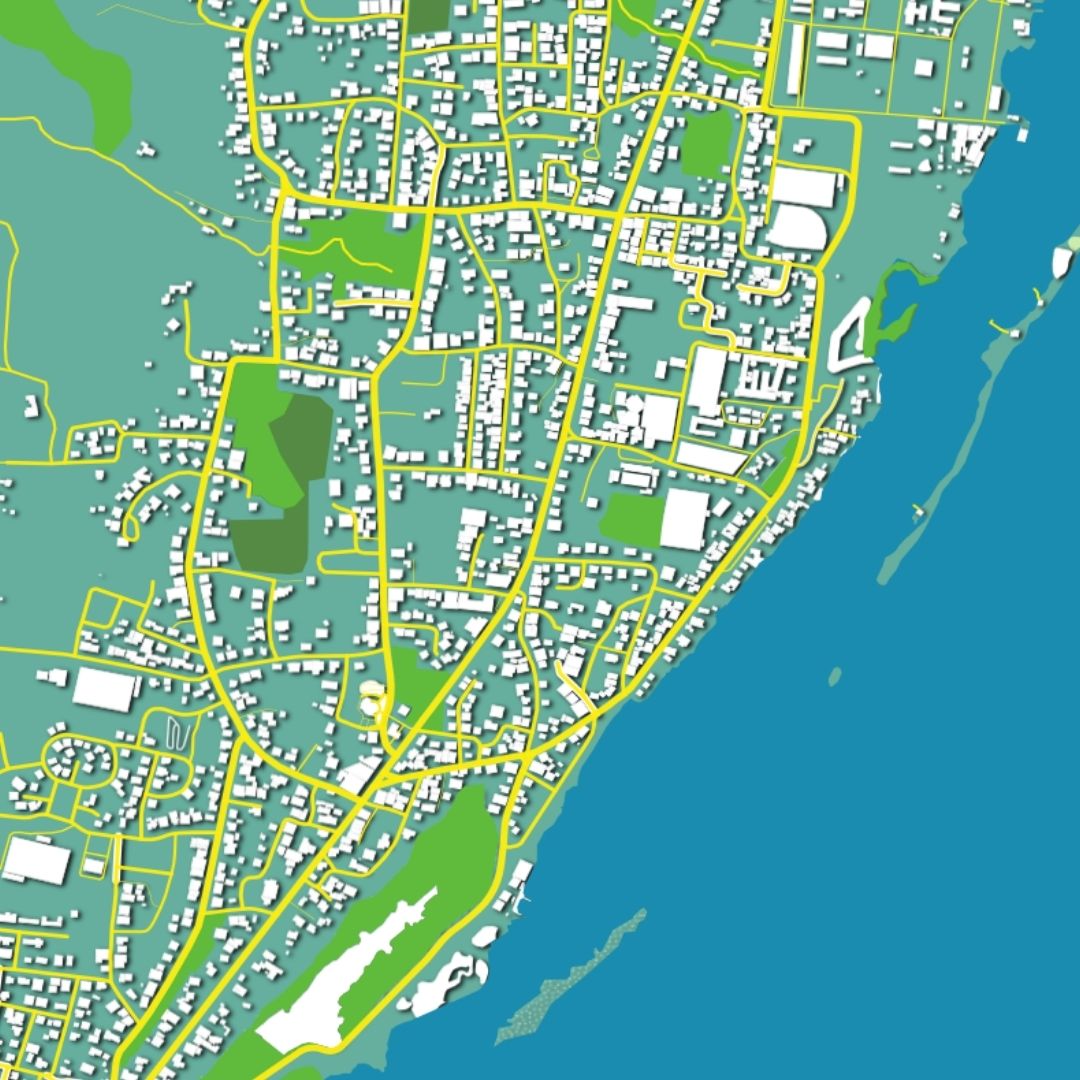 COLOURED ROAD MAP OF SAVANETA, ARUBA BY MAPBAKES