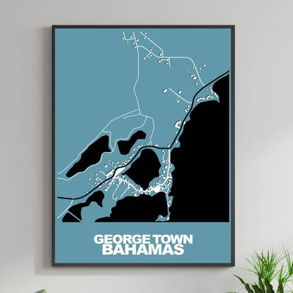 COLOURED ROAD MAP OF GEORGE TOWN, BAHAMAS BY MAPBAKES