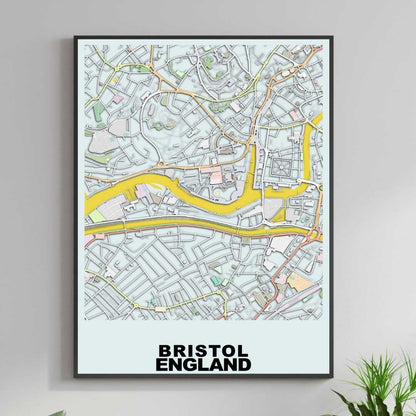 COLOURED ROAD MAP OF BRISTOL, ENGLAND BY MAPBAKES