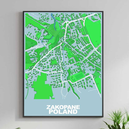 COLOURED ROAD MAP OF ZAKOPANE, POLAND BY MAPBAKES