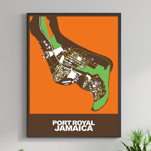 COLOURED ROAD MAP OF PORT ROYAL, JAMAICA BY MAPBAKES