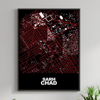 COLOURED ROAD MAP OF SARH, CHAD BY MAPBAKES