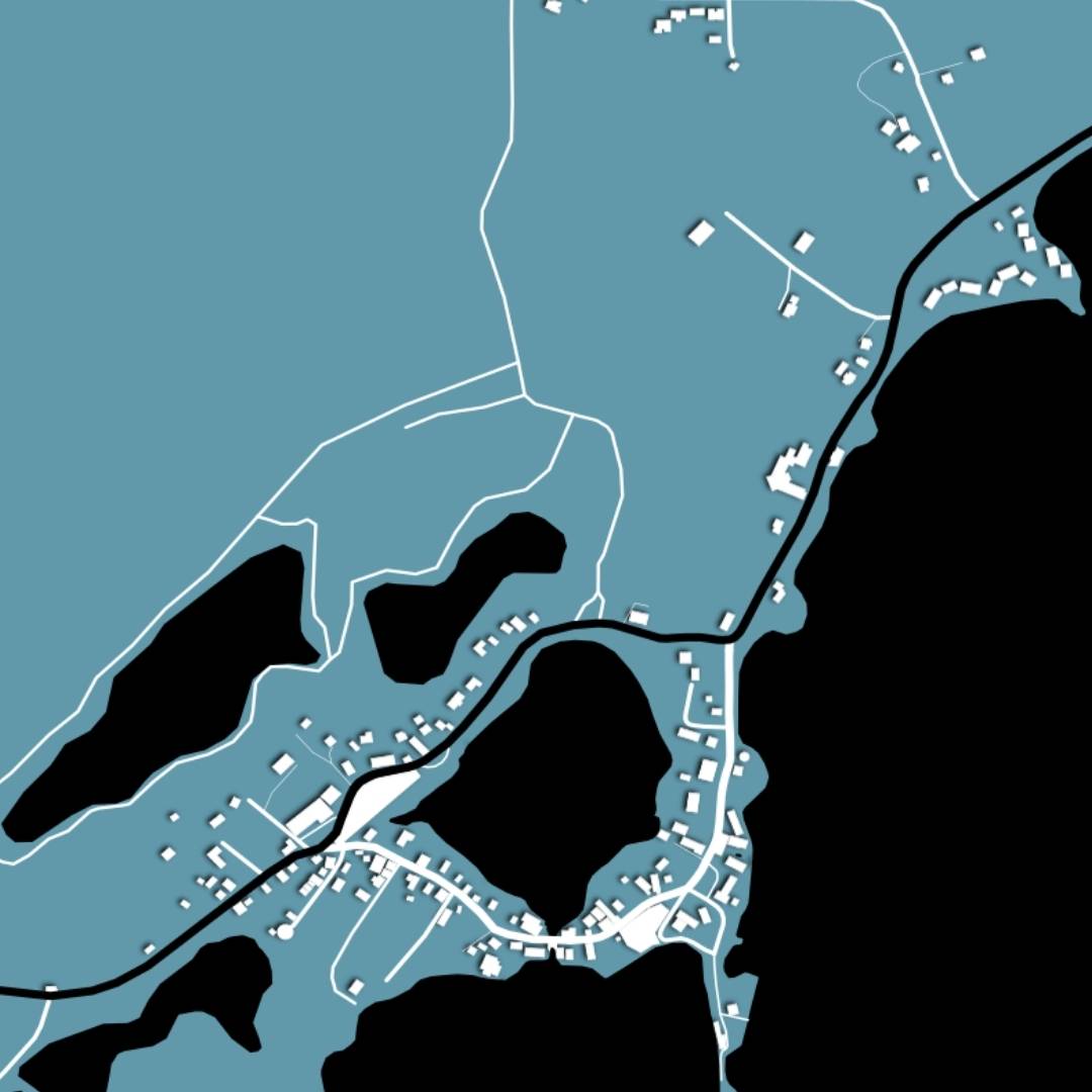 COLOURED ROAD MAP OF GEORGE TOWN, BAHAMAS BY MAPBAKES