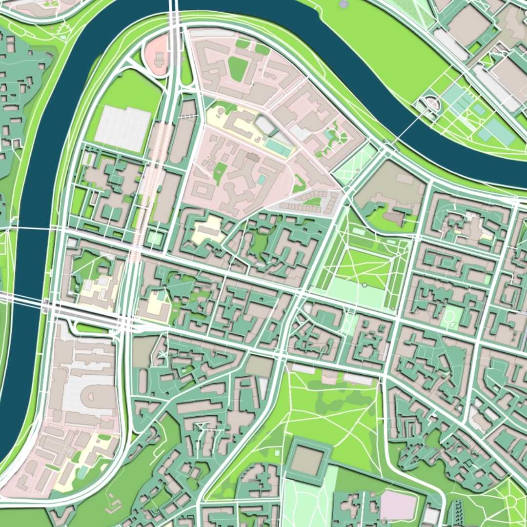 COLOURED ROAD MAP OF VILNIUS, LITHUANIA BY MAPBAKES