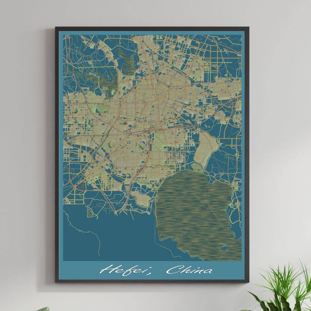 COLOURED ROAD MAP OF HEFEI, CHINA BY MAPBAKES