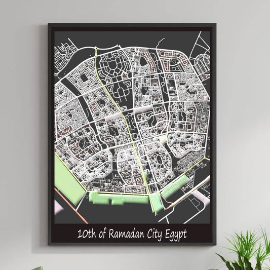COLOURED ROAD MAP OF 10TH OF RAMADAN CITY, EGYPT BY MAPBAKES