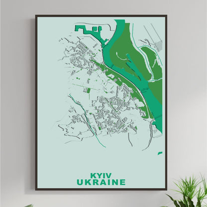 COLOURED ROAD MAP OF KYIV, UKRAINE BY MAPBAKES