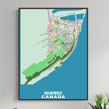 COLOURED ROAD MAP OF QUEBEC, CANADA BY MAPBAKES