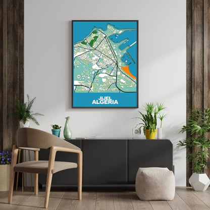 COLOURED ROAD MAP OF JIJEL, ALGERIA BY MAPBAKES