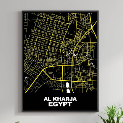 COLOURED ROAD MAP OF AL KHARJA, EGYPT BY MAPBAKES