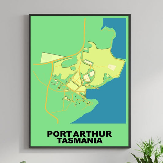 COLOURED ROAD MAP OF PORT ARTHUR, TASMANIA BY MAPBAKES