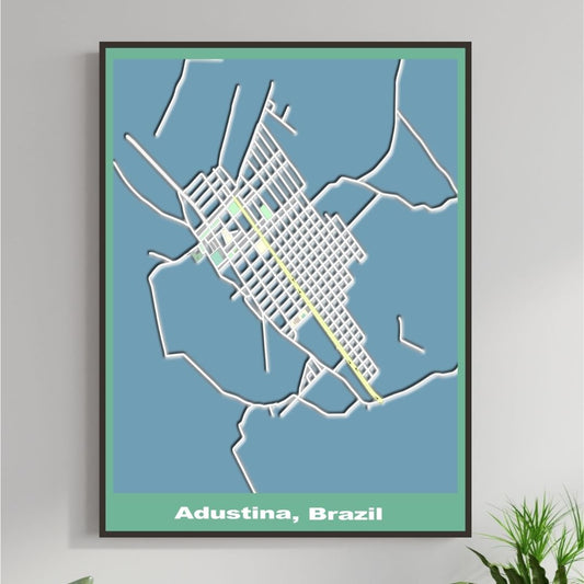 COLOURED ROAD MAP OF ADUSTINA, BRAZIL BY MAPBAKES