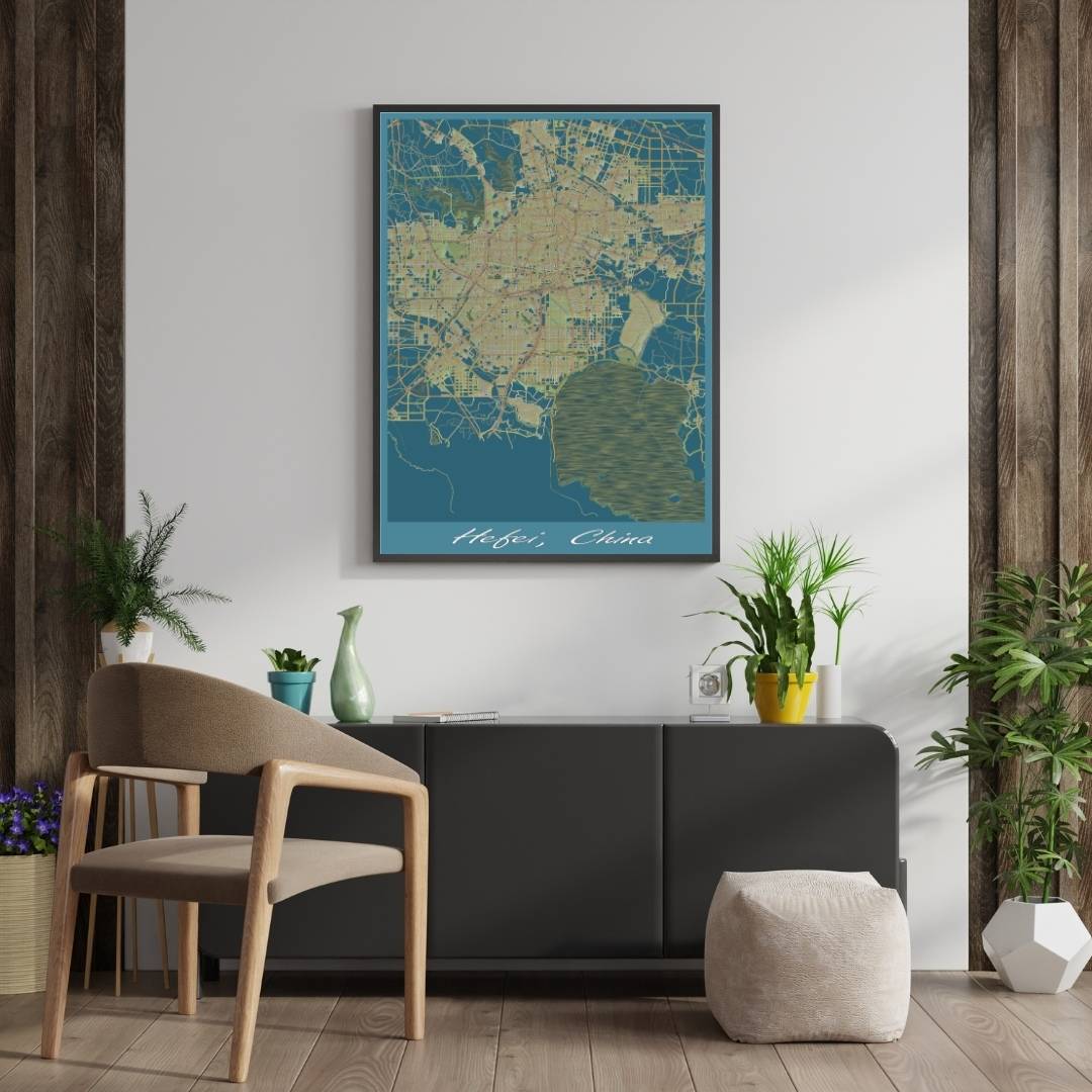 COLOURED ROAD MAP OF HEFEI, CHINA BY MAPBAKES
